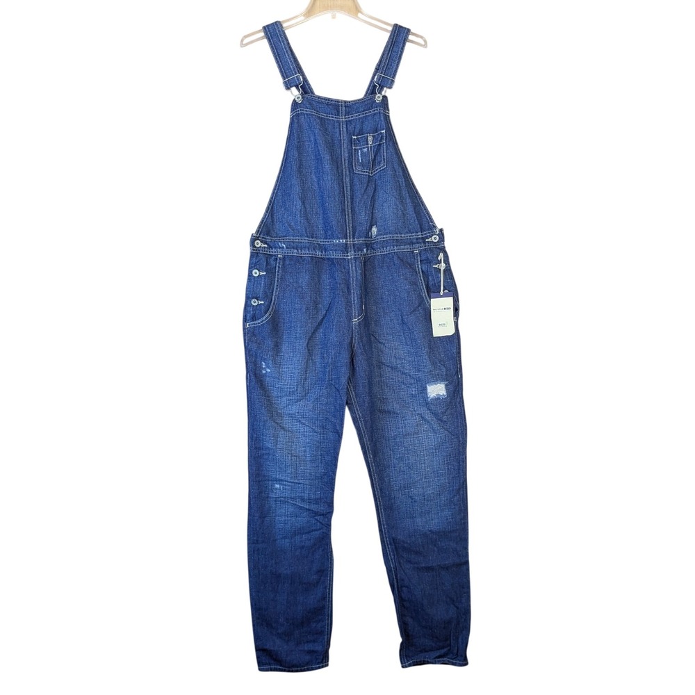 Big Star 1974 Women XL Blue Cotton Linen Denim Overalls Eco Friendly Lightweight